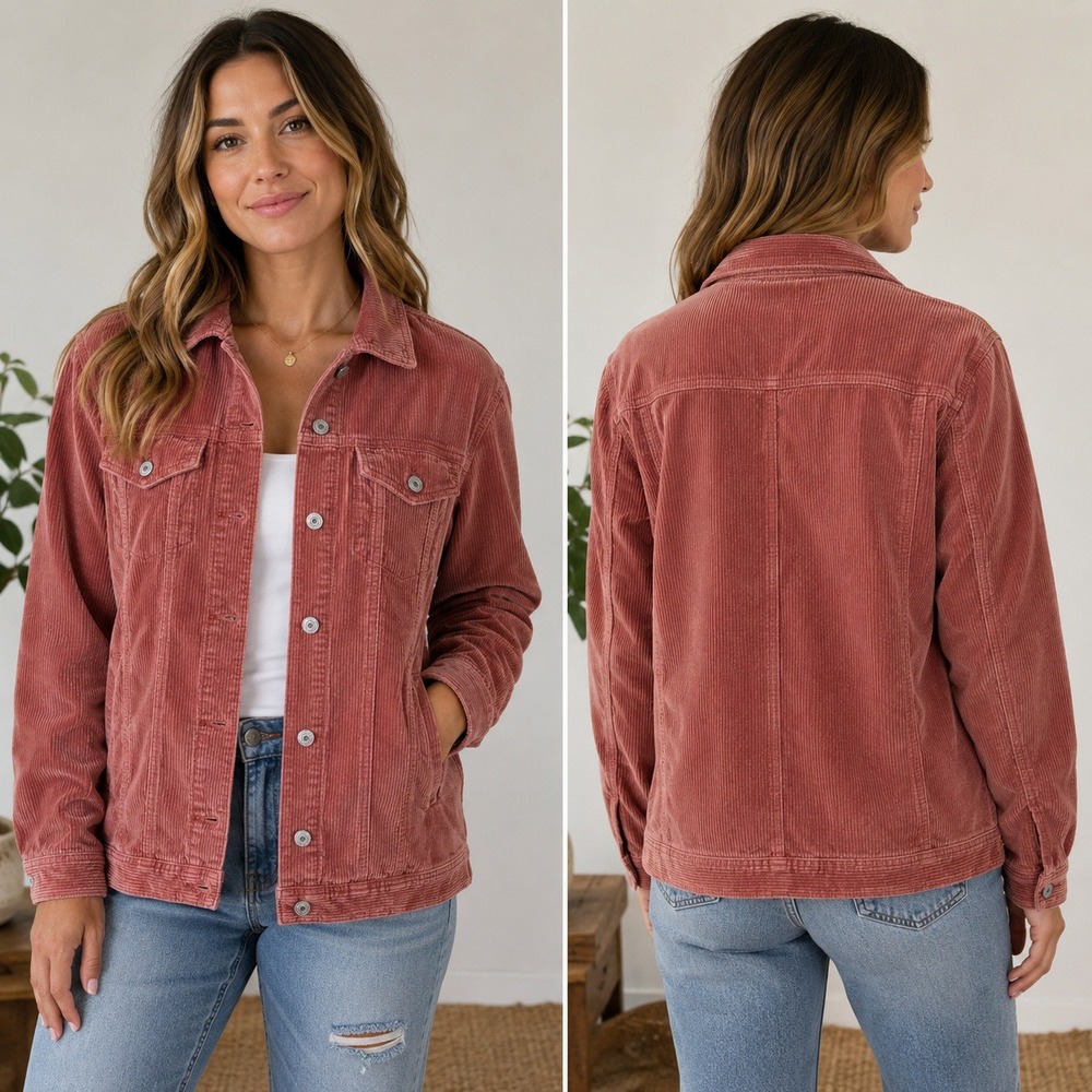 American Eagle Corduroy chore Jacket Women XS Pink Trucker Boho Heritage Y2K